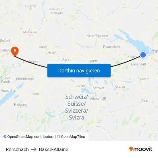 Rorschach to Basse-Allaine map