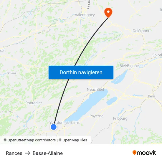 Rances to Basse-Allaine map