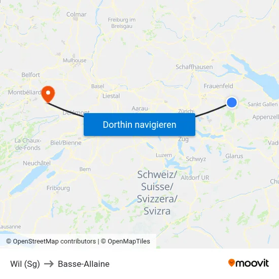Wil (Sg) to Basse-Allaine map