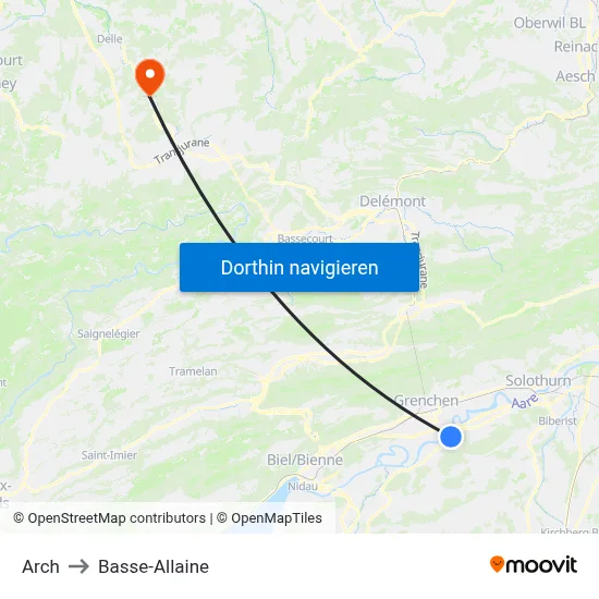 Arch to Basse-Allaine map