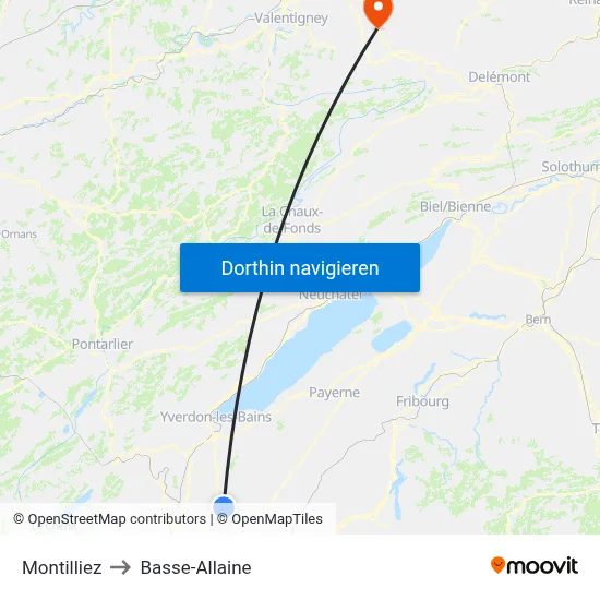 Montilliez to Basse-Allaine map