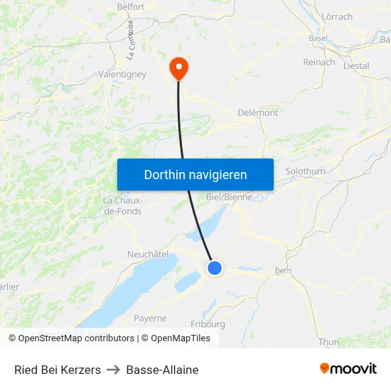 Ried Bei Kerzers to Basse-Allaine map