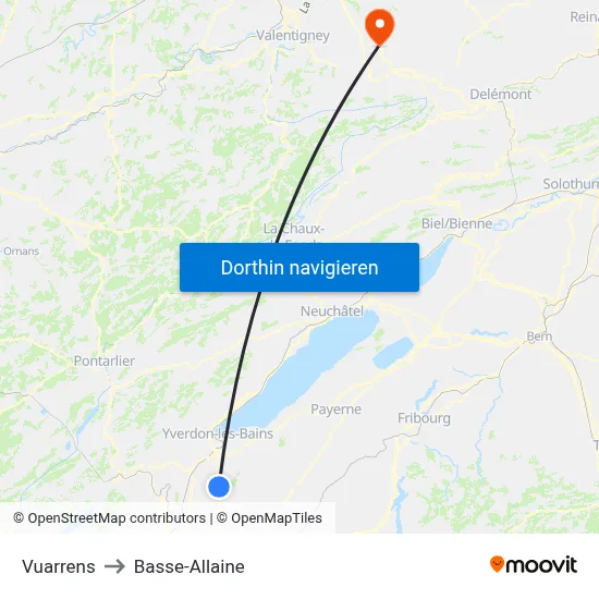 Vuarrens to Basse-Allaine map
