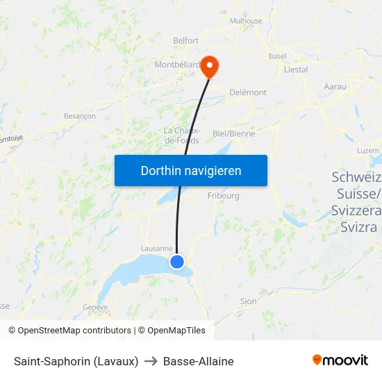 Saint-Saphorin (Lavaux) to Basse-Allaine map