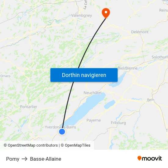 Pomy to Basse-Allaine map