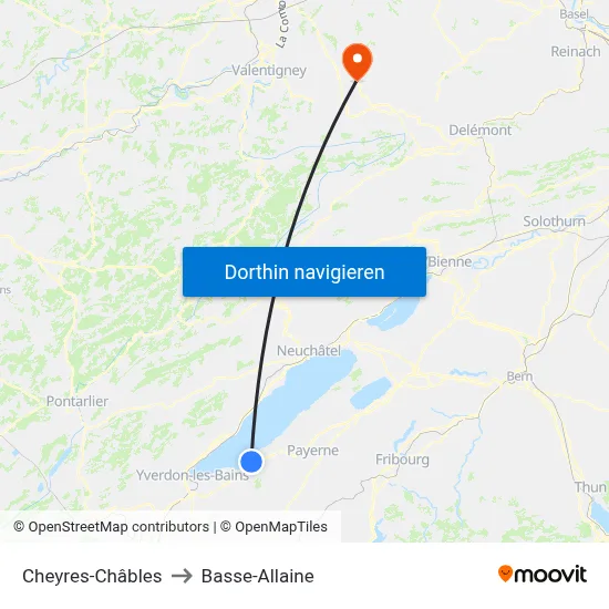 Cheyres-Châbles to Basse-Allaine map