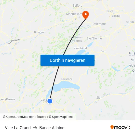Ville-La-Grand to Basse-Allaine map
