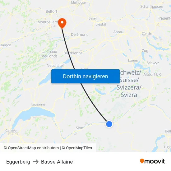 Eggerberg to Basse-Allaine map