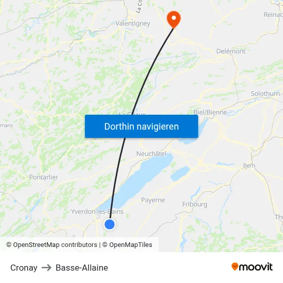 Cronay to Basse-Allaine map