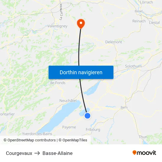 Courgevaux to Basse-Allaine map