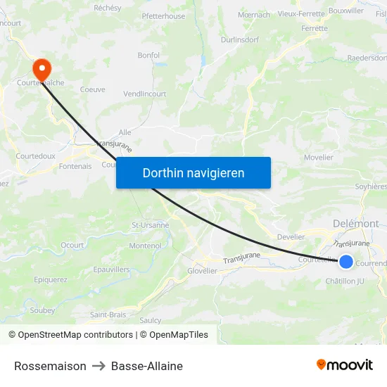 Rossemaison to Basse-Allaine map