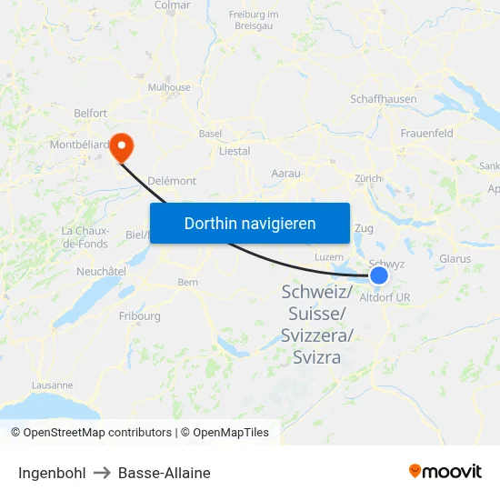 Ingenbohl to Basse-Allaine map