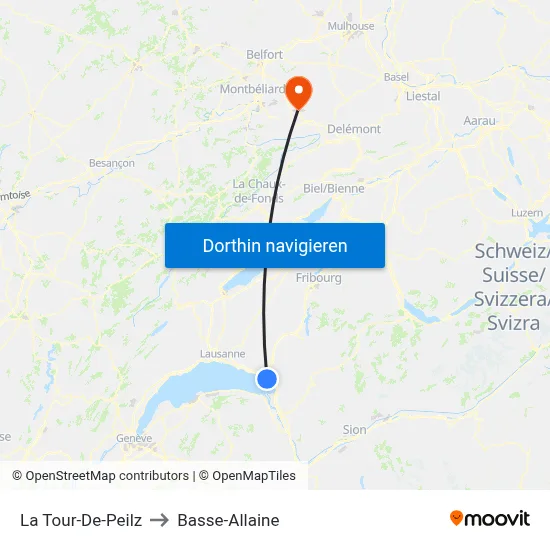 La Tour-De-Peilz to Basse-Allaine map
