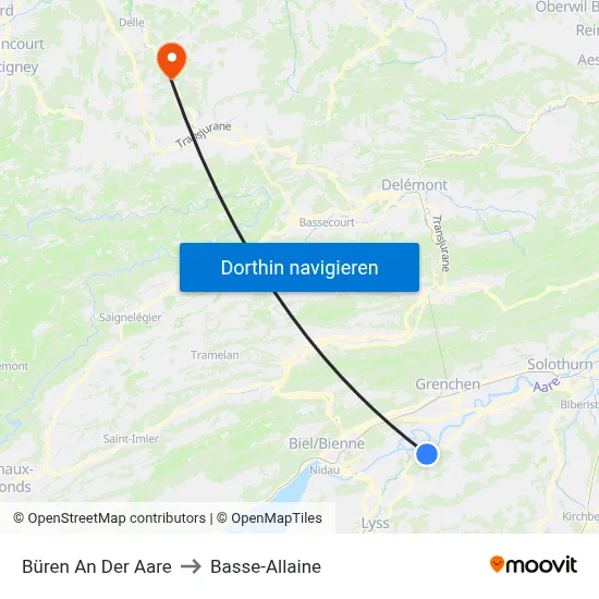 Büren An Der Aare to Basse-Allaine map