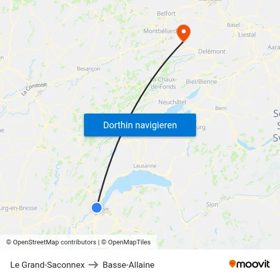 Le Grand-Saconnex to Basse-Allaine map