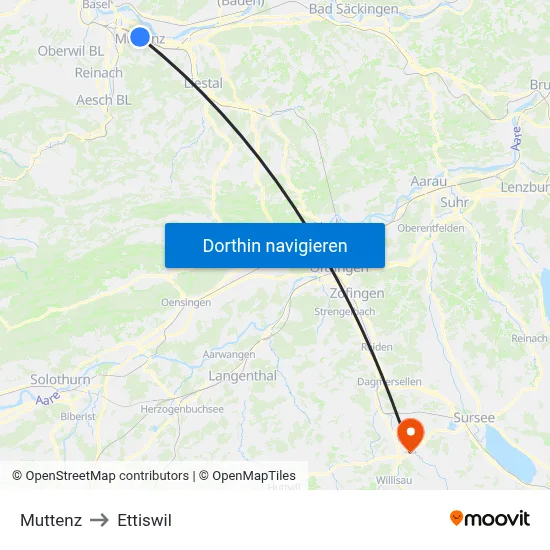 Muttenz to Ettiswil map
