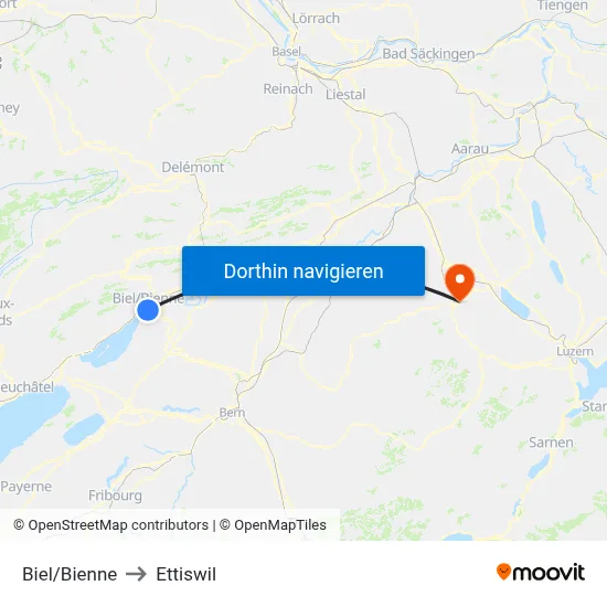 Biel/Bienne to Ettiswil map
