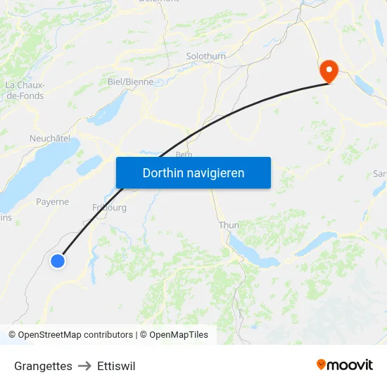 Grangettes to Ettiswil map