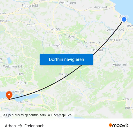 Arbon to Freienbach map