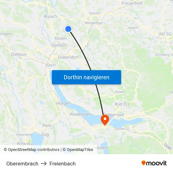 Oberembrach to Freienbach map