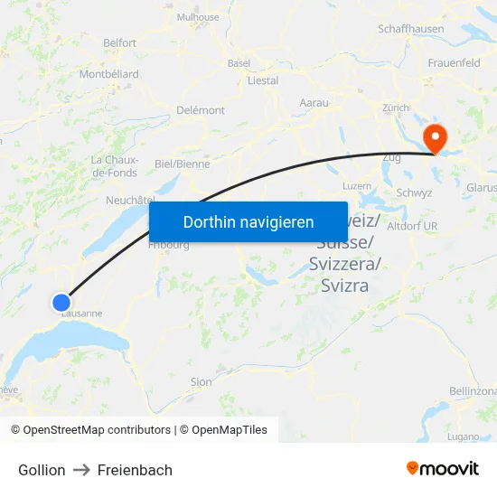 Gollion to Freienbach map