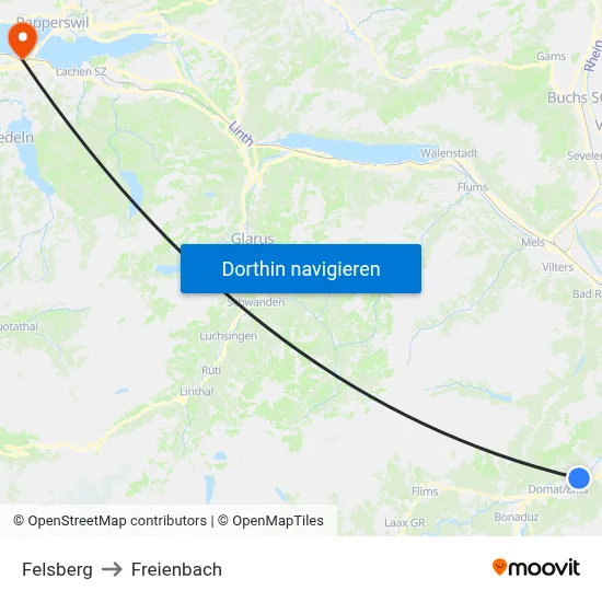 Felsberg to Freienbach map