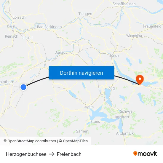 Herzogenbuchsee to Freienbach map