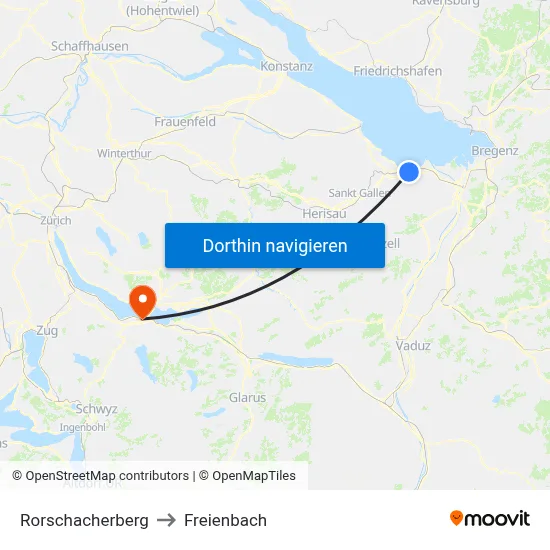 Rorschacherberg to Freienbach map