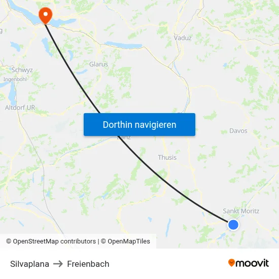Silvaplana to Freienbach map