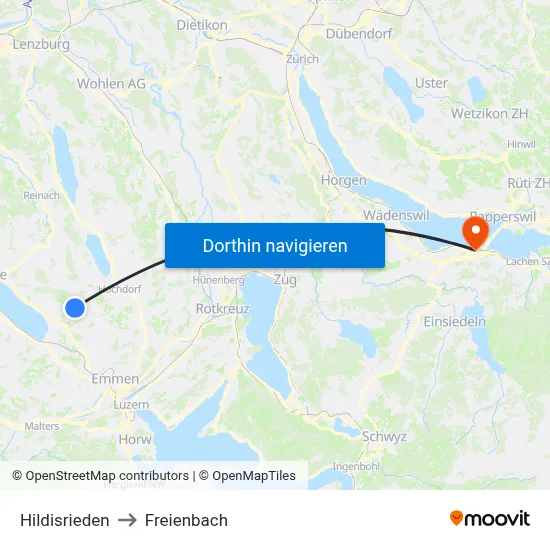 Hildisrieden to Freienbach map