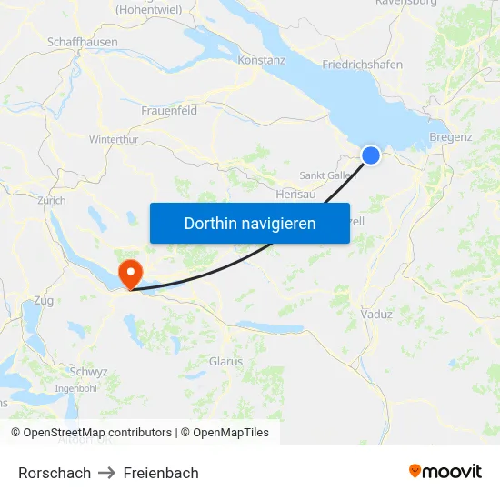 Rorschach to Freienbach map