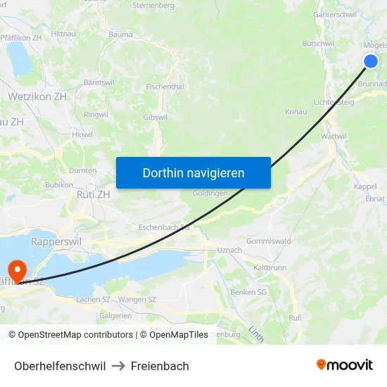 Oberhelfenschwil to Freienbach map