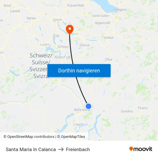 Santa Maria In Calanca to Freienbach map