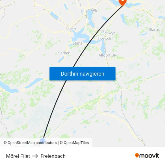Mörel-Filet to Freienbach map