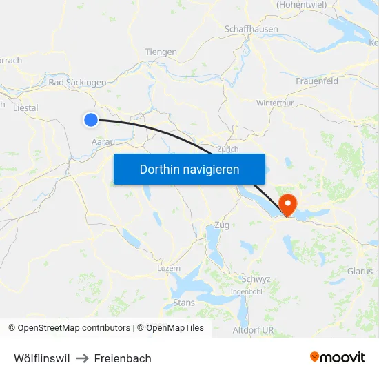 Wölflinswil to Freienbach map