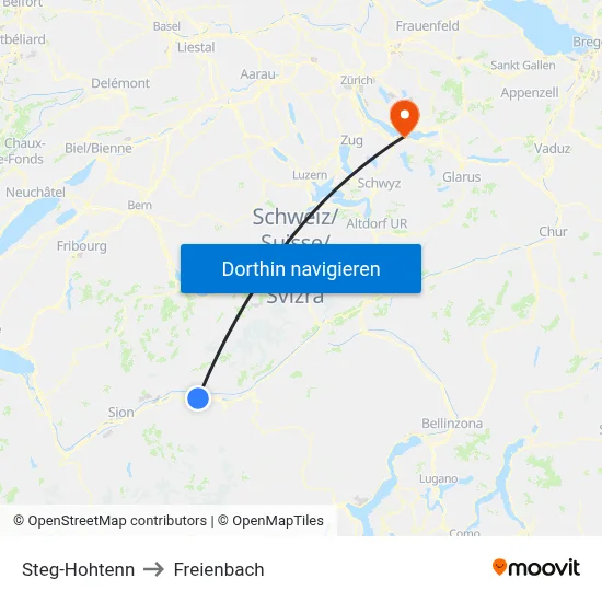 Steg-Hohtenn to Freienbach map