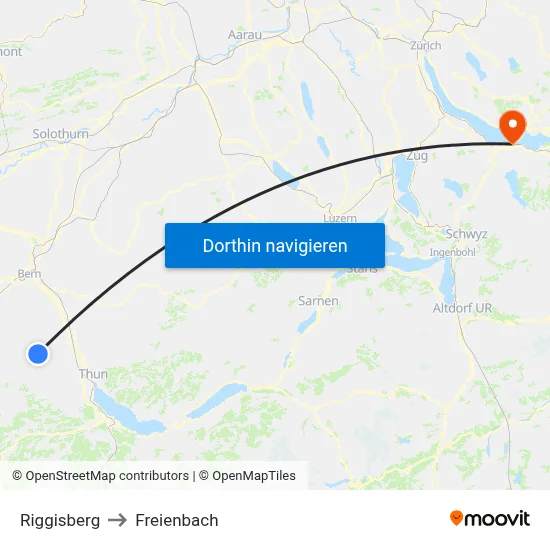 Riggisberg to Freienbach map