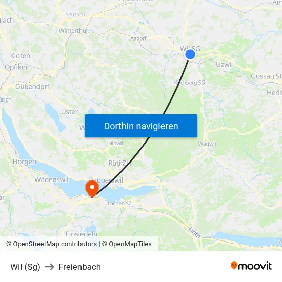 Wil (Sg) to Freienbach map
