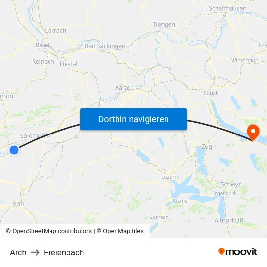 Arch to Freienbach map