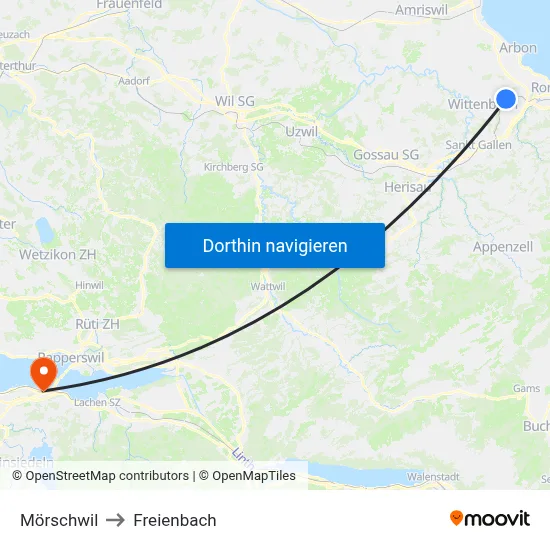 Mörschwil to Freienbach map