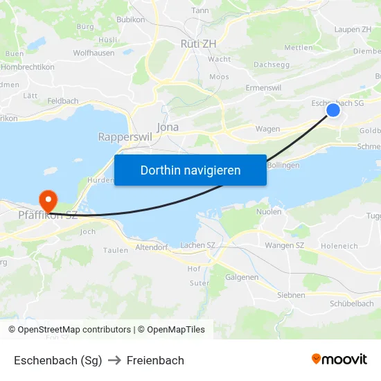 Eschenbach (Sg) to Freienbach map