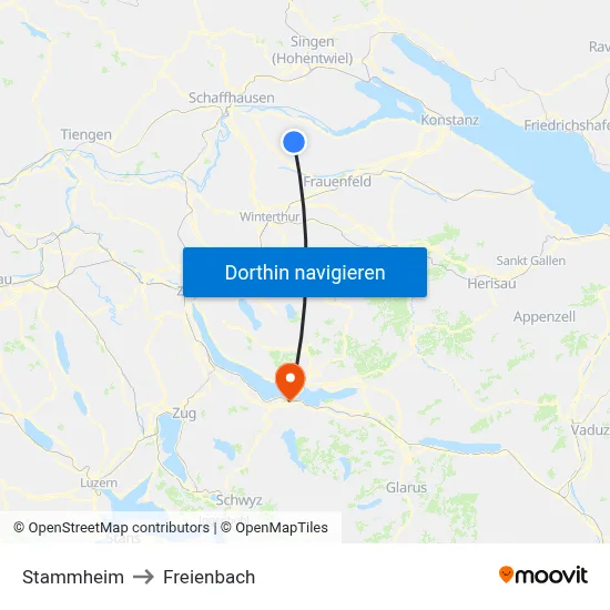 Stammheim to Freienbach map