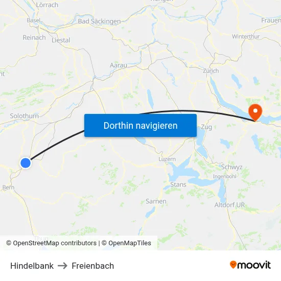 Hindelbank to Freienbach map