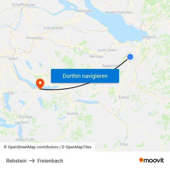 Rebstein to Freienbach map