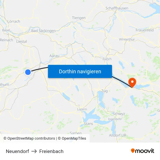 Neuendorf to Freienbach map