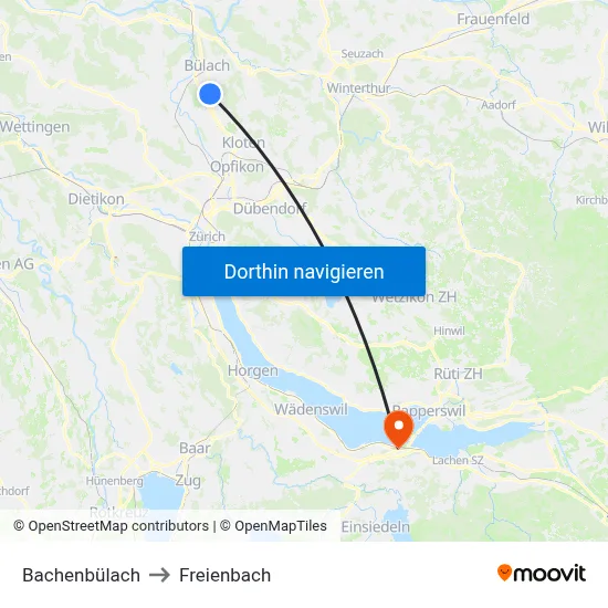 Bachenbülach to Freienbach map