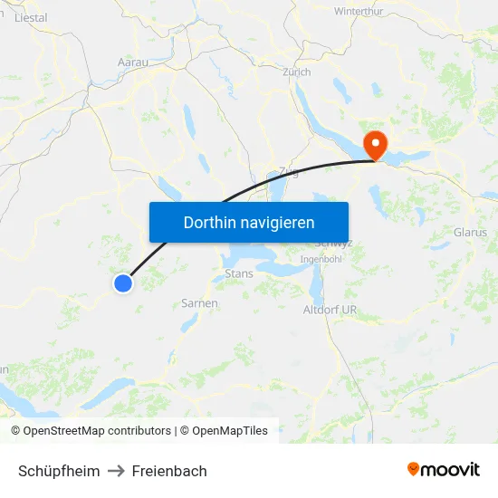 Schüpfheim to Freienbach map