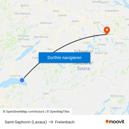 Saint-Saphorin (Lavaux) to Freienbach map