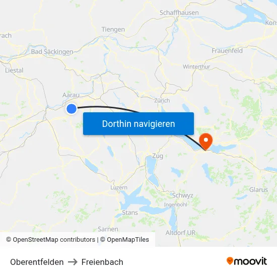 Oberentfelden to Freienbach map
