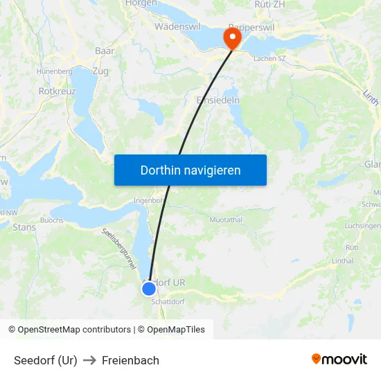Seedorf (Ur) to Freienbach map